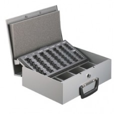 Caseta (cutie) metalica pentru bani, 355 x 275 x 102 mm, tavita monezi euro, ALCO - gri