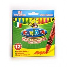 Creioane cerate rotunde, lavabile, 12 culori/cutie, CARIOCA Wax Crayons