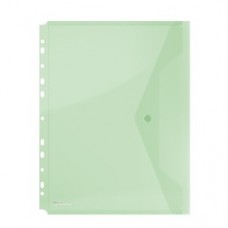 Folie protectie documente A4 portret, inchidere cu capsa, 4/set, 200 microni, DONAU - verde transpar