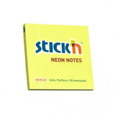 Notes autoadeziv 76 x  76 mm, 100 file, Stick"n - galben neon