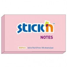 Notes autoadeziv 76 x 127 mm, 100 file, Stick"n - roz pastel