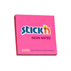Notes autoadeziv 76 x  76 mm, 100 file, Stick"n - roz neon