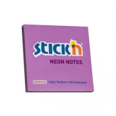 Notes autoadeziv 76 x  76 mm, 100 file, Stick"n - mov neon
