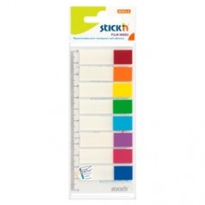 Stick index plastic transparent color 45 x 12 mm, 8 x 15 file/set, Stick"n - 8 culori transp./neon