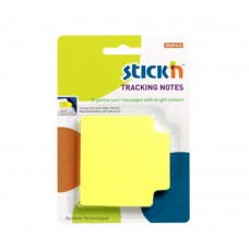 Tracking notes 70 x70 mm, 50 file/set, Stick"n - galben neon