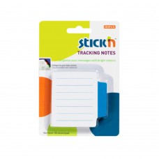 Tracking notes 70 x70 mm, 50 file/set, Stick"n - alb liniate - tab albastru neon