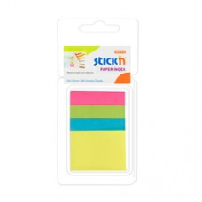 Stick index hartie color 50 x 12 mm + 50 x 38 mm, 4 x 40 file/set, Stick"n - 4 culori neon