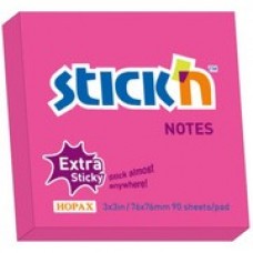 Notes autoadeziv extra-sticky 76 x  76mm, 90 file, Stick"n - magenta neon