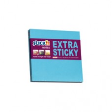 Notes autoadeziv extra-sticky 76 x  76mm, 90 file, Stick"n - albastru neon