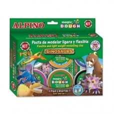 Kit 6 culori x 40gr plastilina magica + 4 seturi accesorii, ALPINO Dinosaurs