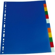 Separatoare plastic color, A4, 120 microni,  6 culori/set, Optima