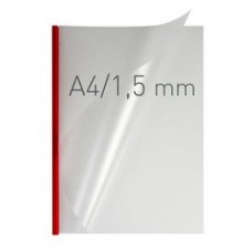 Coperti plastic PVC cu sina metalica  1.5mm, OPUS Easy Open - transparent cristal/rosu